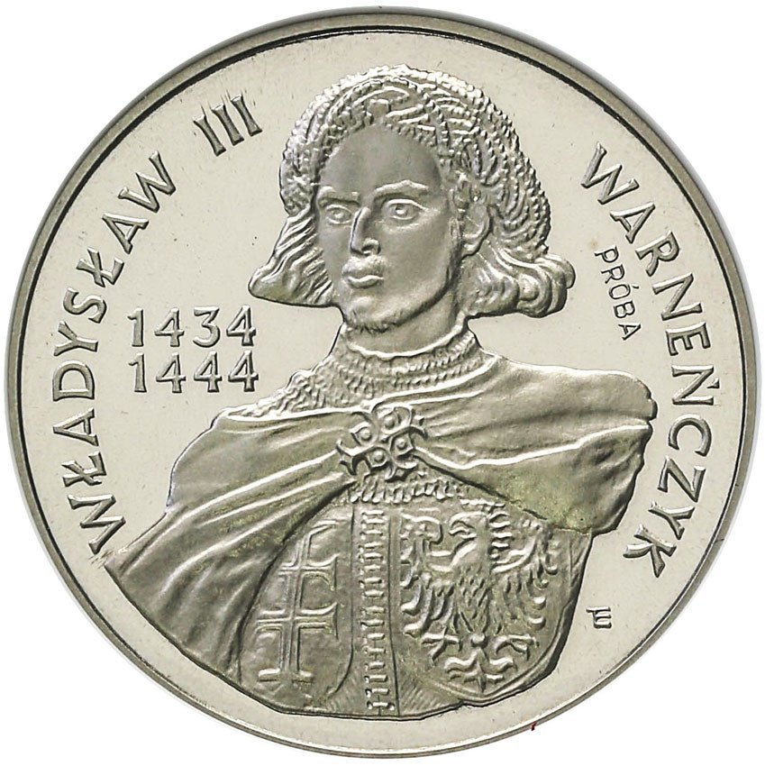 III RP. PRÓBA Nikiel 200.000 złotych 1992 Warneńczyk półpostać